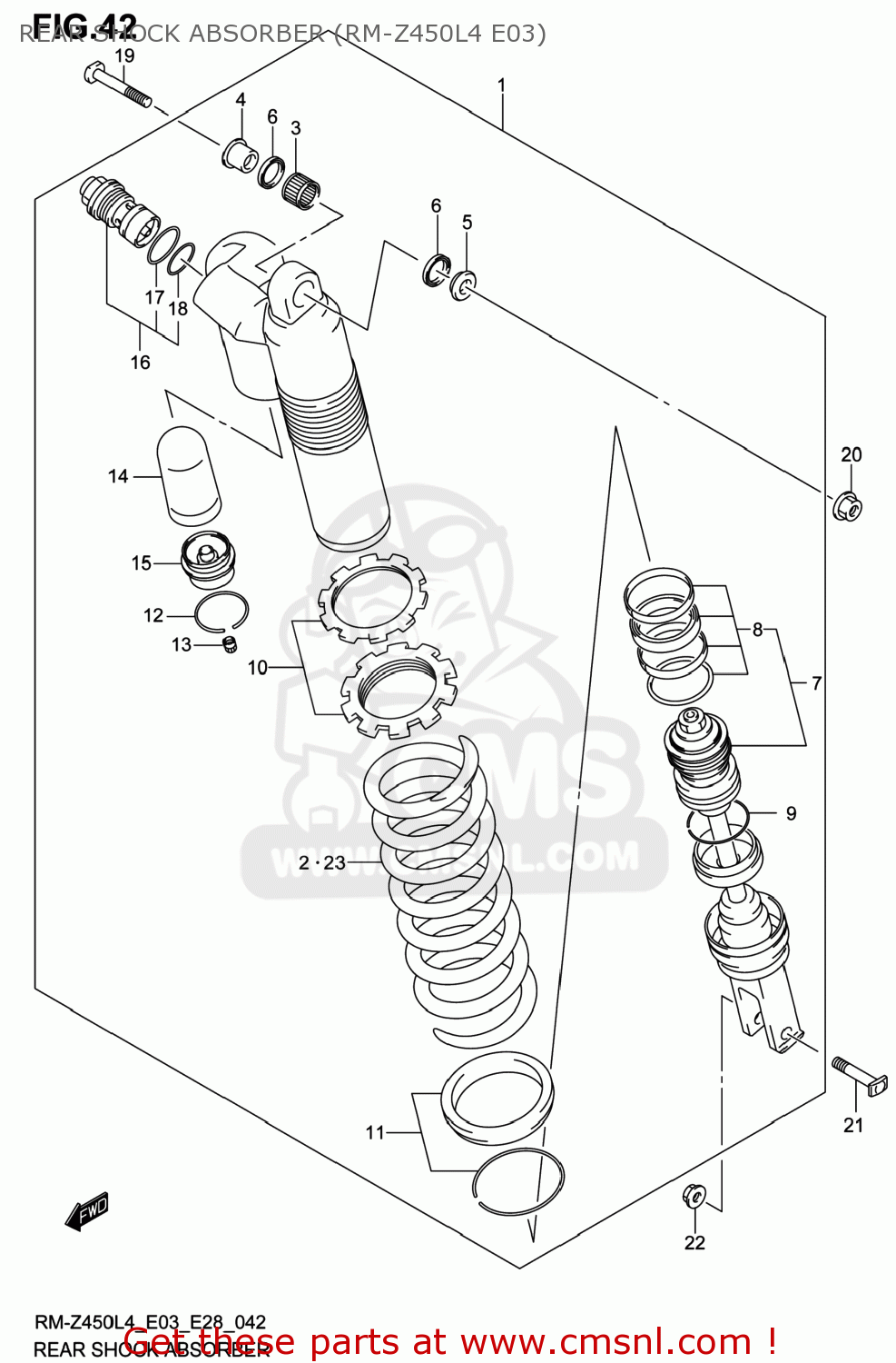 REAR SHOCK ABSORBER (RM-Z450L4 E03) RM-Z450 2014 (L4) USA (E03) RMZ450 RM Z450