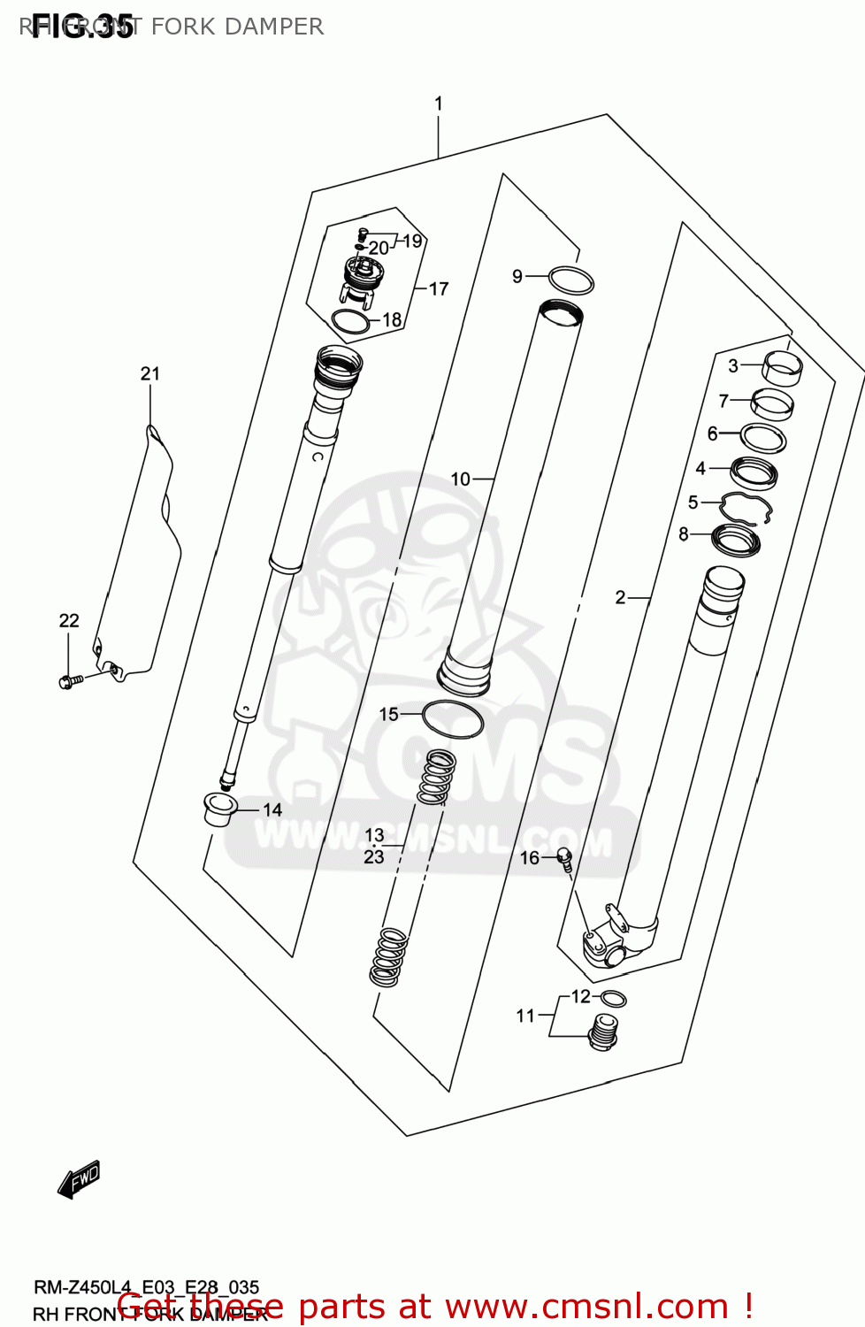 RH FRONT FORK DAMPER RM-Z450 2014 (L4) USA (E03) RMZ450 RM Z450