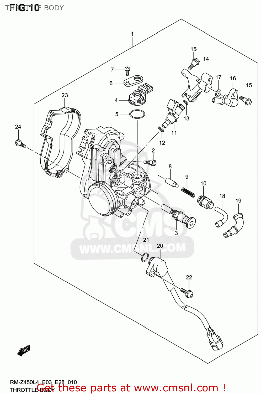 THROTTLE BODY RM-Z450 2014 (L4) USA (E03) RMZ450 RM Z450