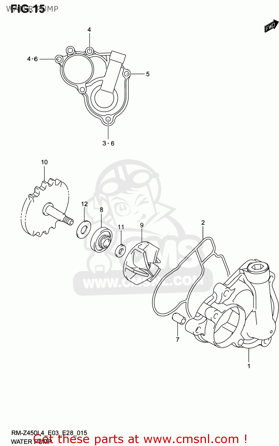 WATER PUMP RM-Z450 2014 (L4) USA (E03) RMZ450 RM Z450