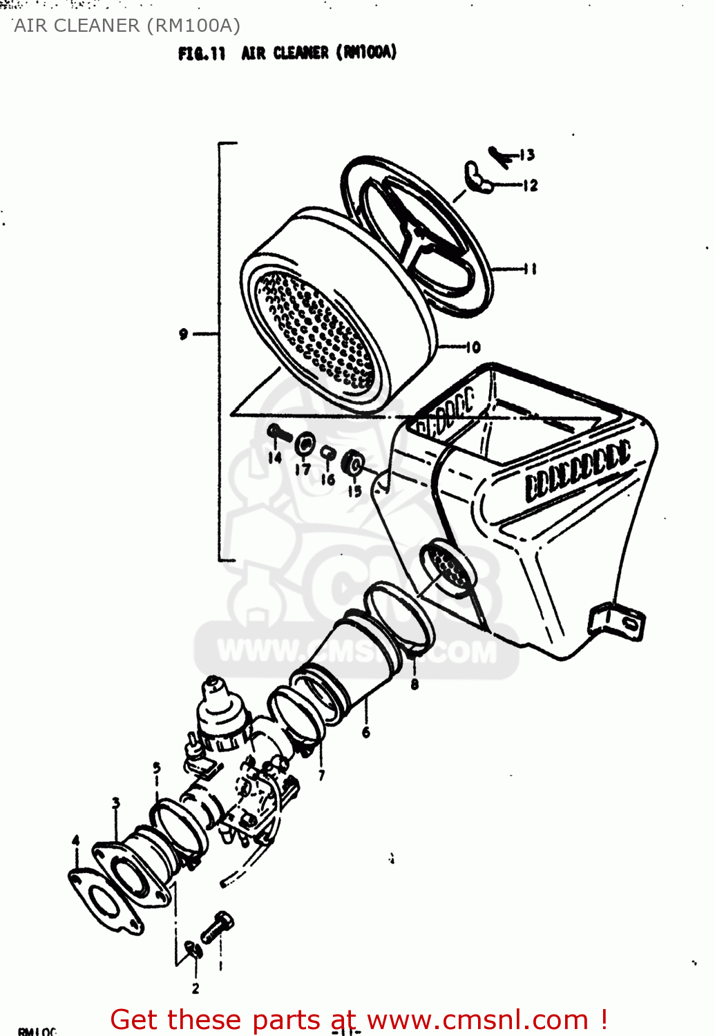 AIR CLEANER (RM100A) RM100 1976 (A) USA (E03)