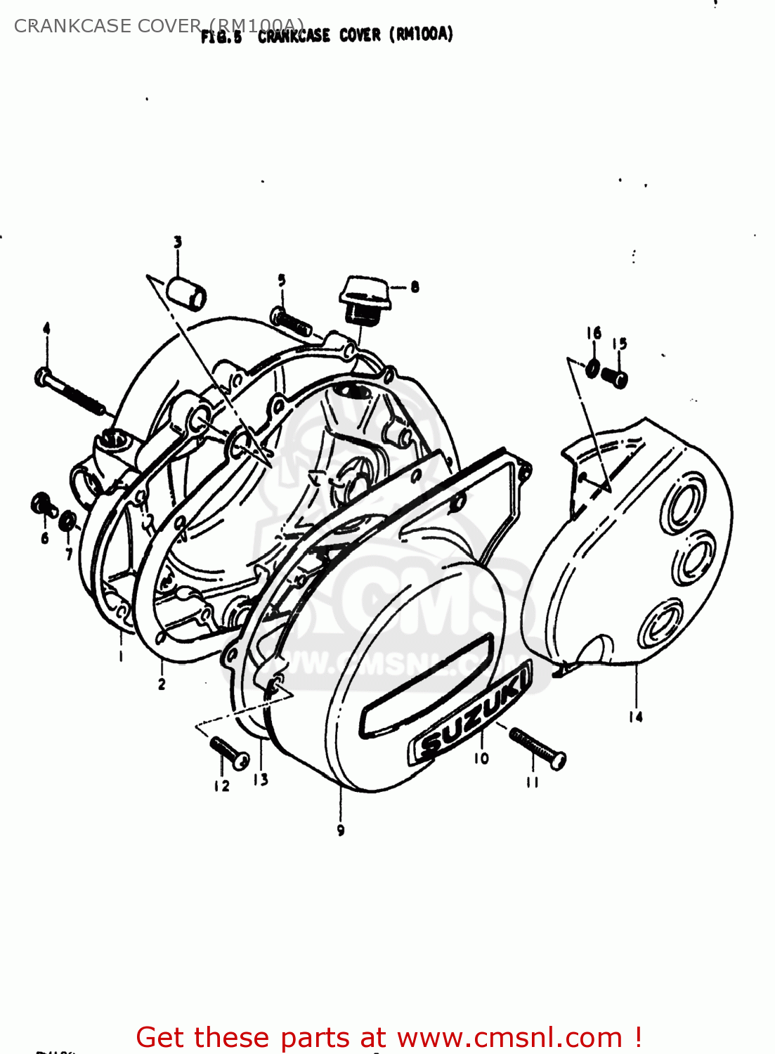 CRANKCASE COVER (RM100A) RM100 1976 (A) USA (E03)