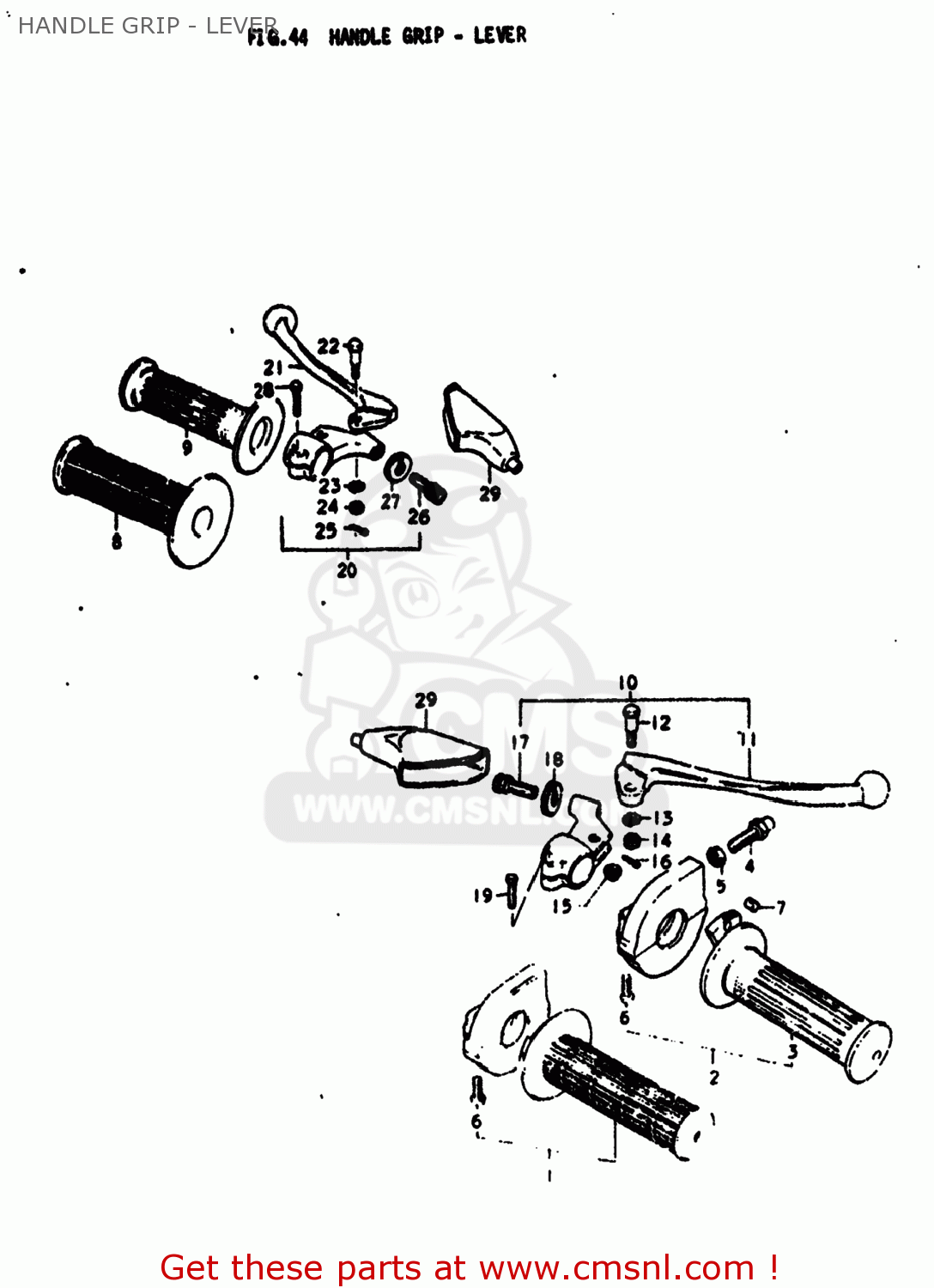 HANDLE GRIP - LEVER RM100 1976 (A) USA (E03)