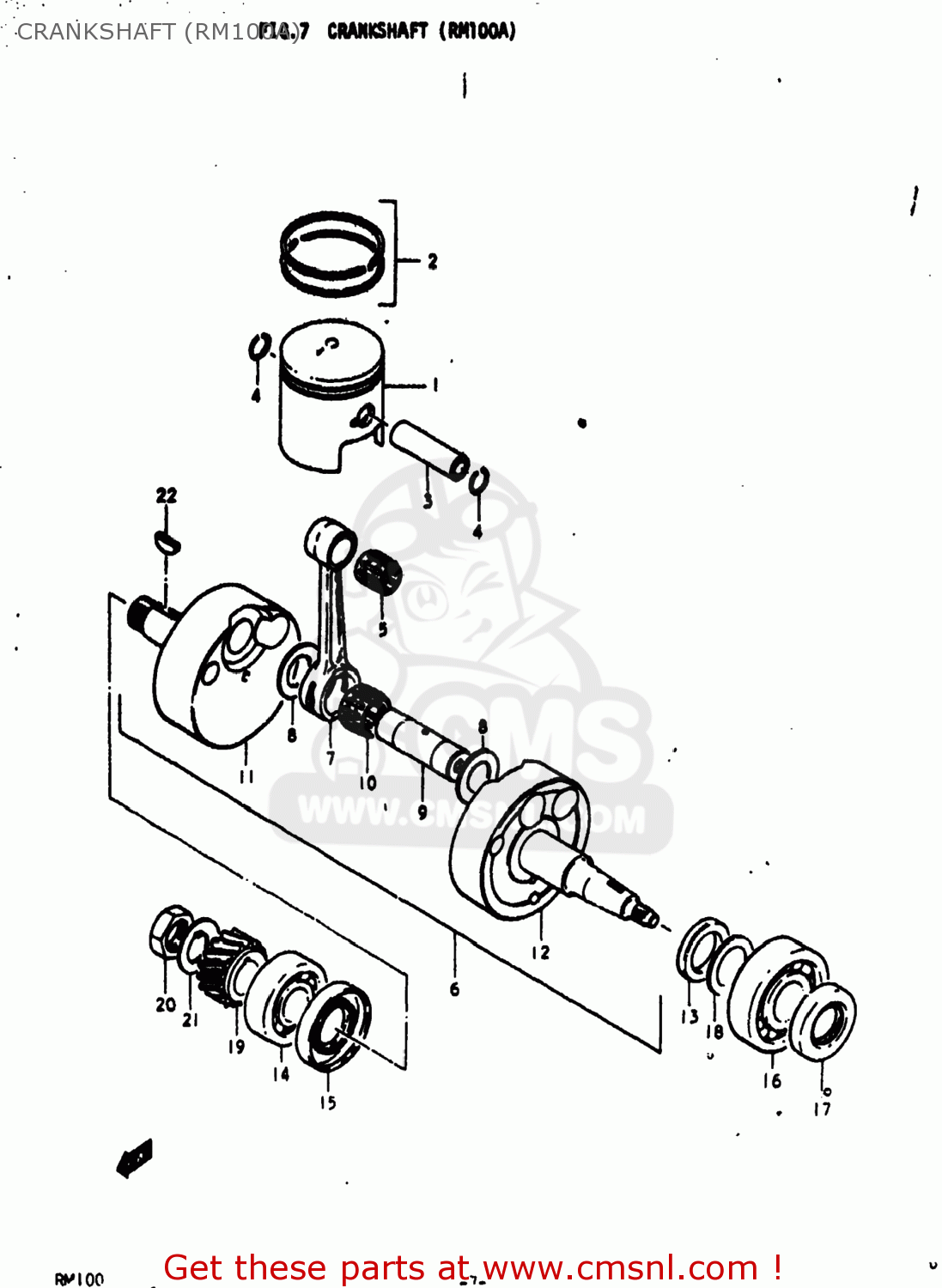 CRANKSHAFT (RM100A) RM100 1977 (B) USA (E03)