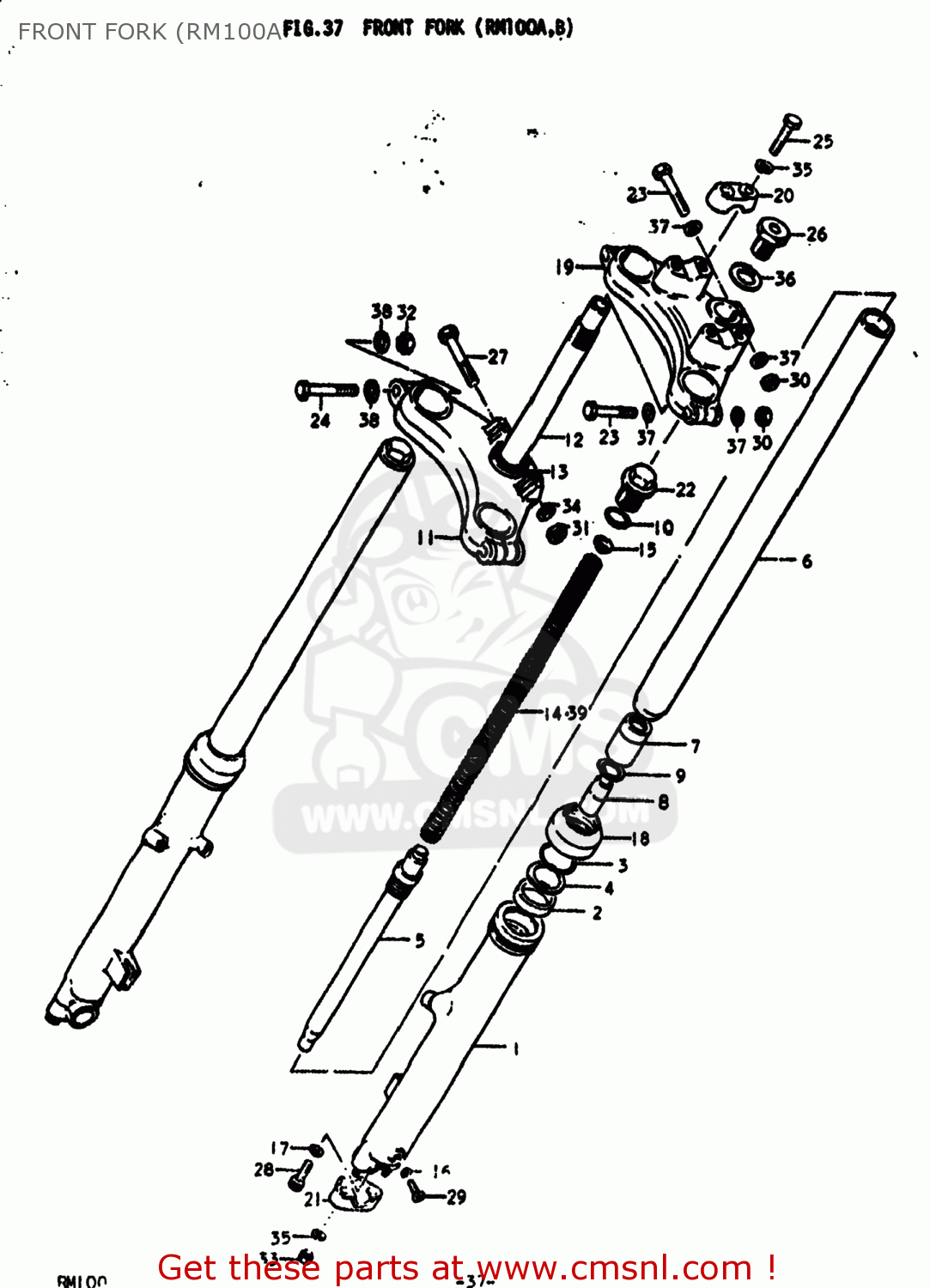 FRONT FORK (RM100A RM100 1977 (B) USA (E03)