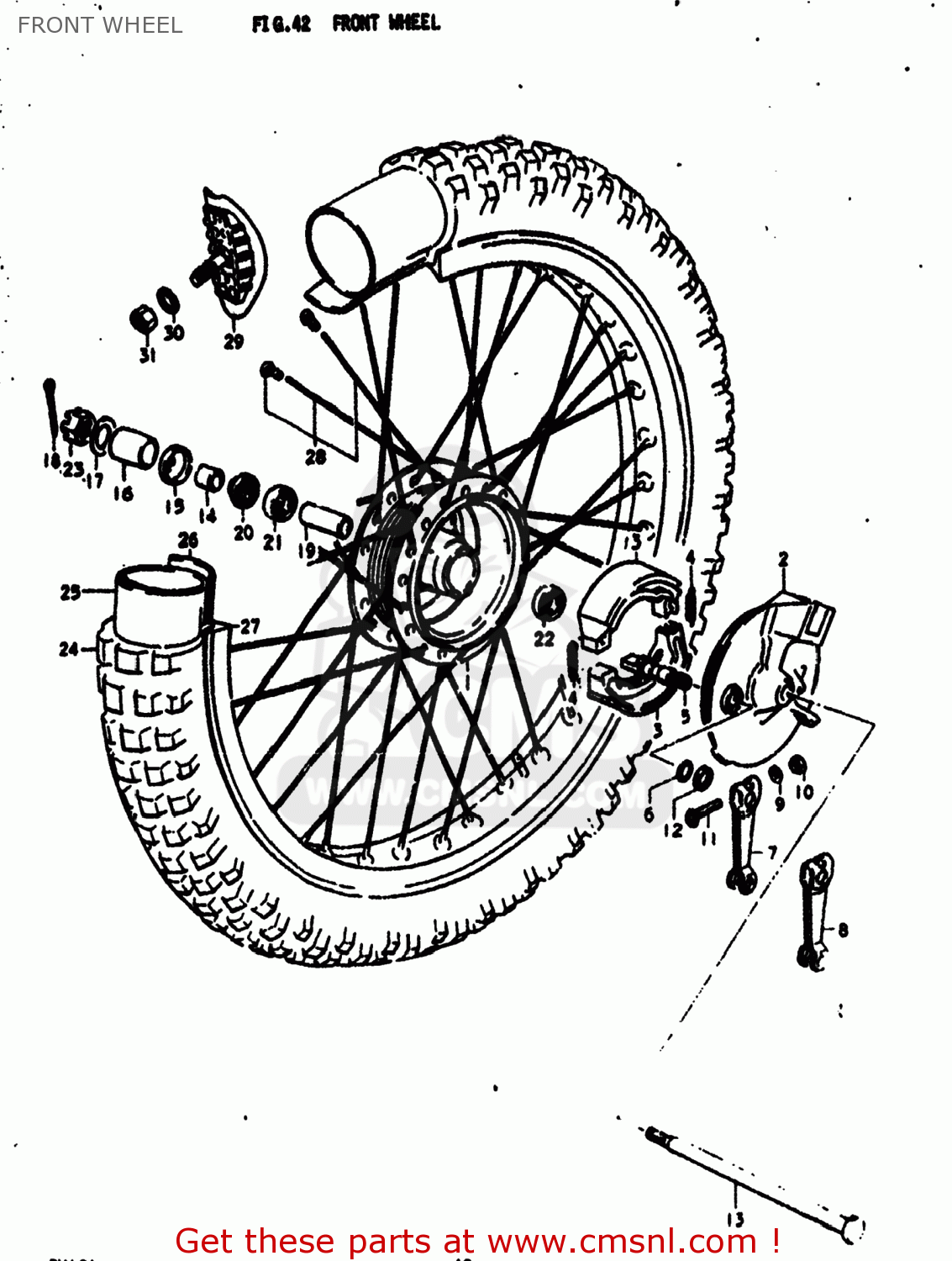 FRONT WHEEL RM100 1977 (B) USA (E03)