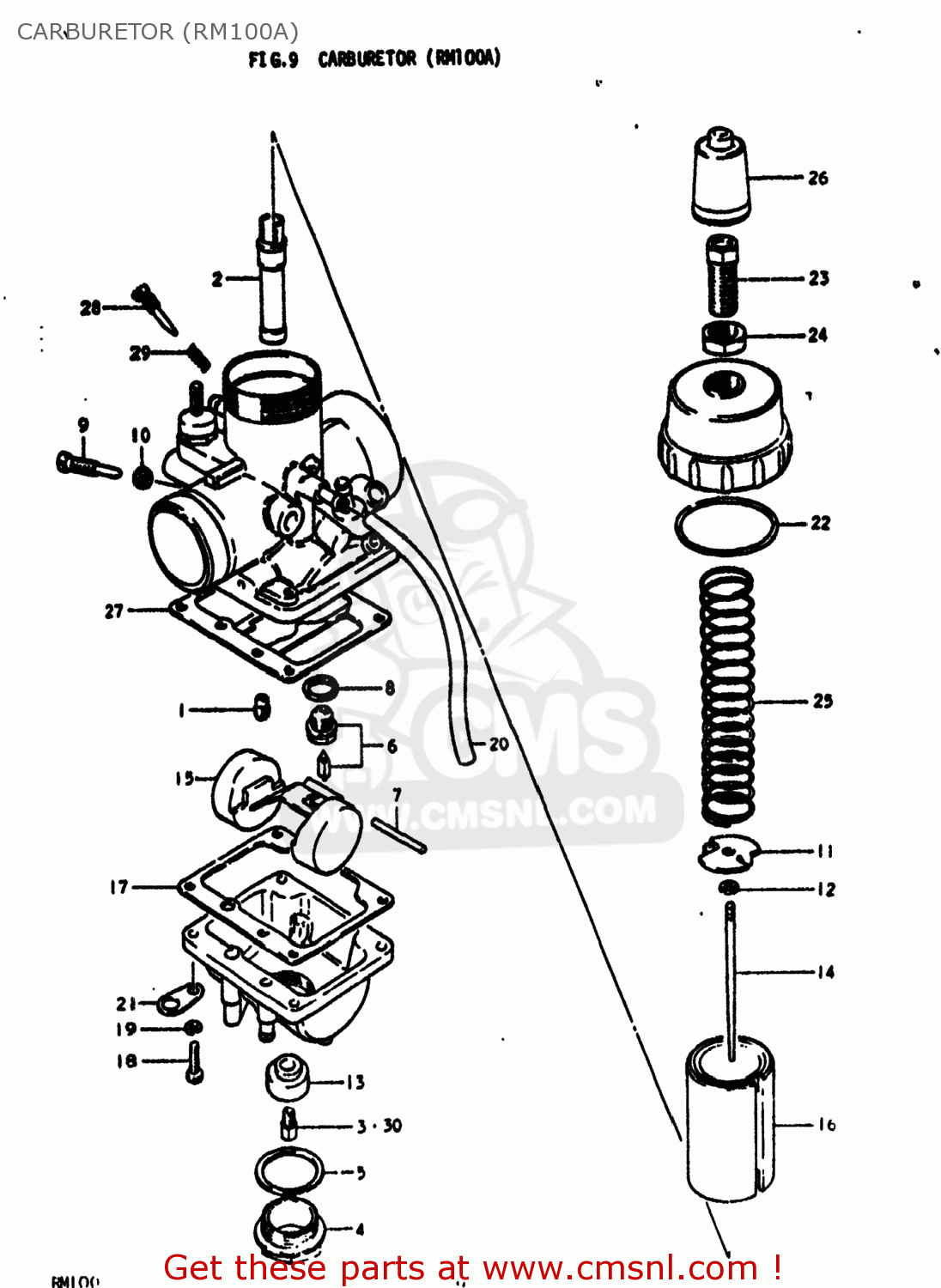 CARBURETOR (RM100A) RM100 1978 (C) USA (E03)
