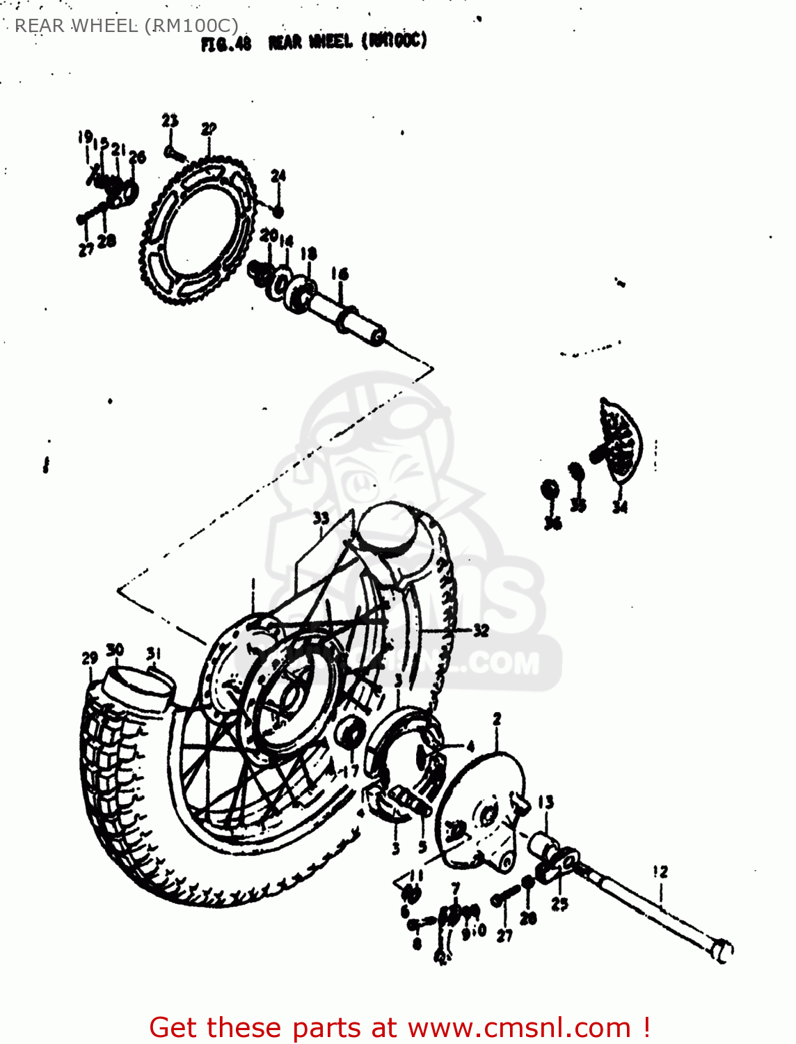 REAR WHEEL (RM100C) RM100 1978 (C) USA (E03)