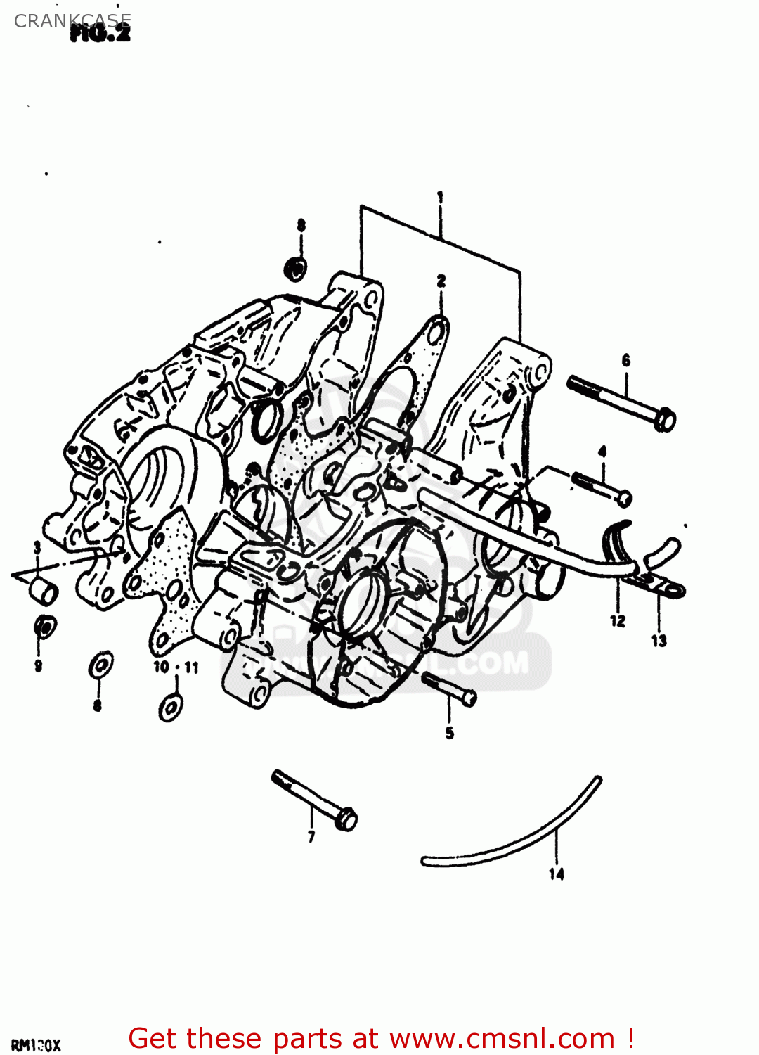 CRANKCASE RM100 1979 (D) USA (E03)