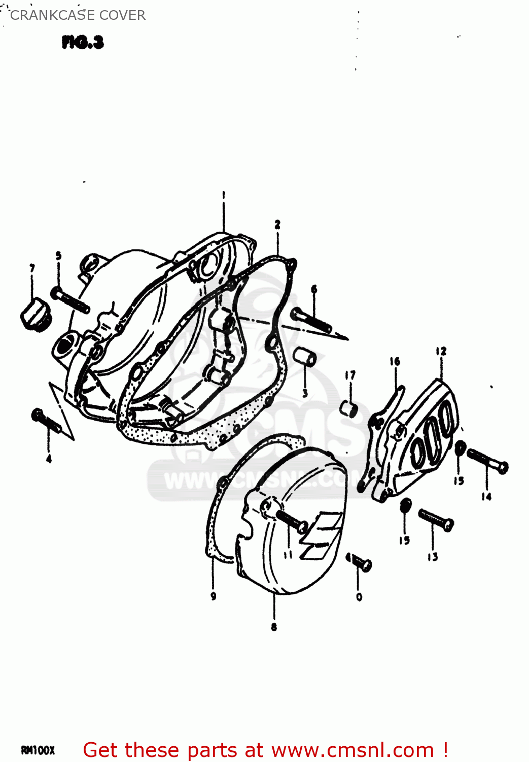 CRANKCASE COVER RM100 1979 (D) USA (E03)
