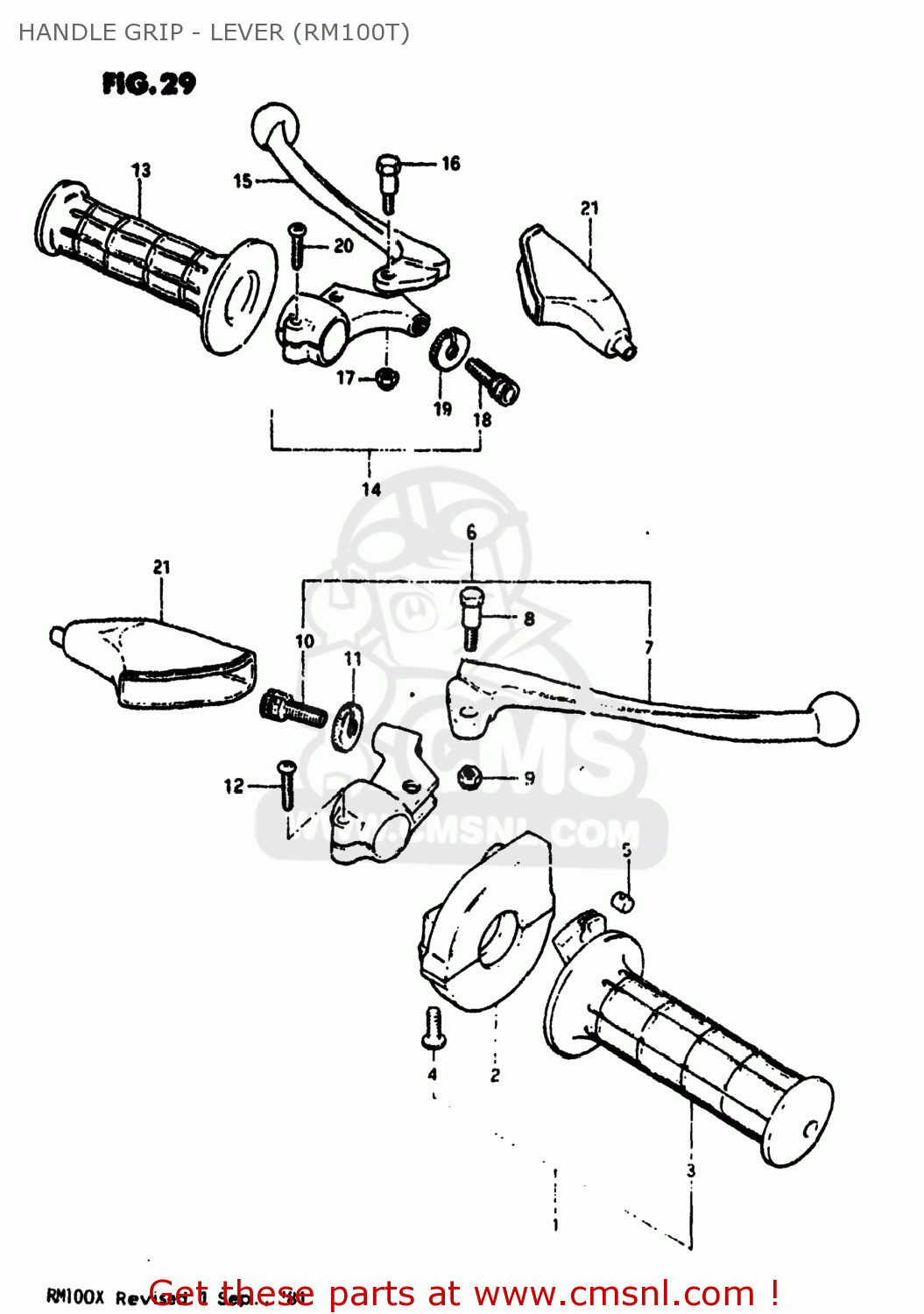 HANDLE GRIP - LEVER (RM100T) RM100 1979 (D) USA (E03)
