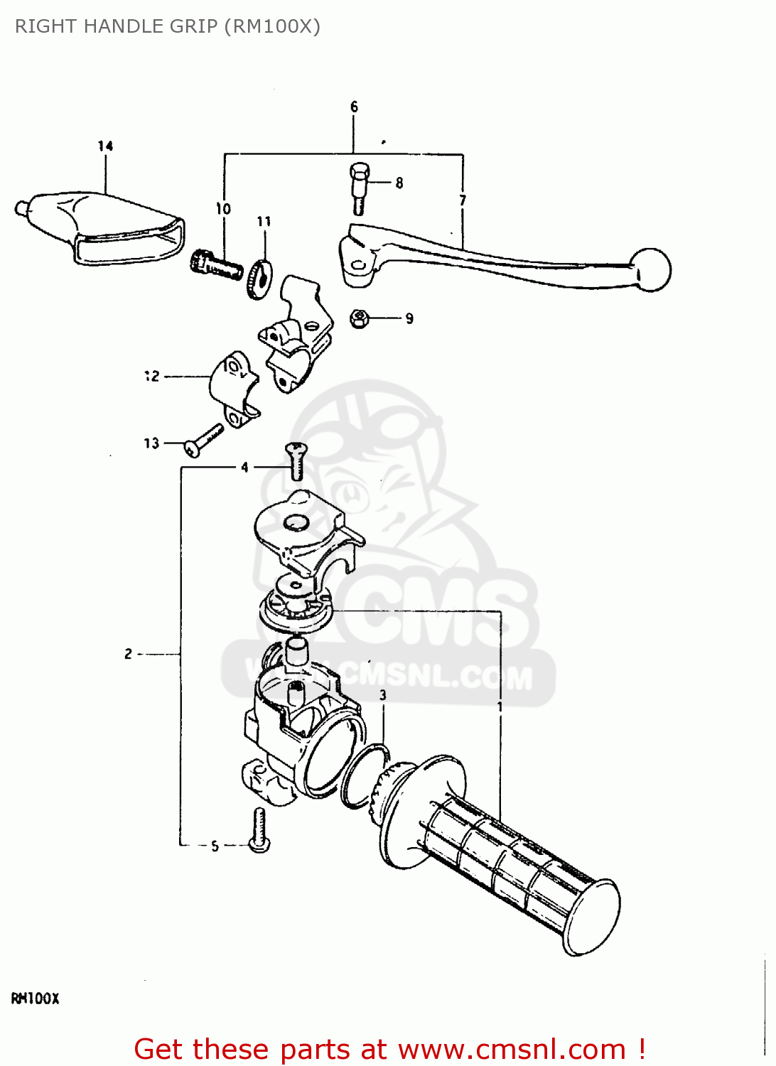 RIGHT HANDLE GRIP (RM100X) RM100 1979 (N)