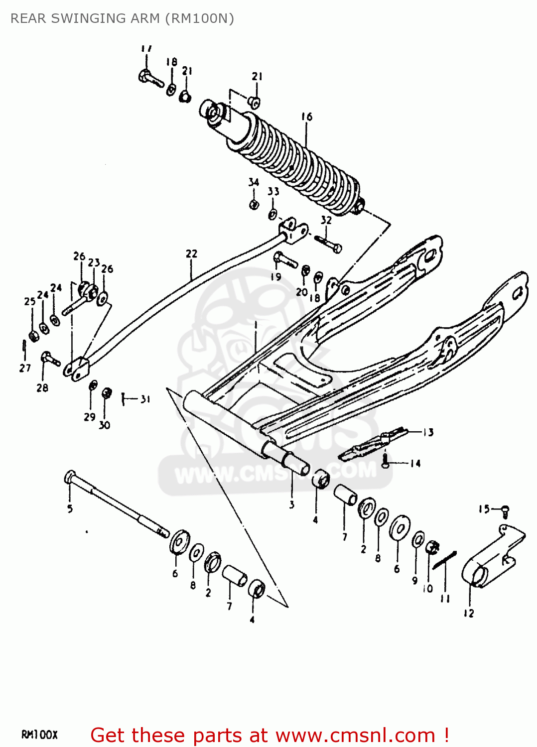 REAR SWINGING ARM (RM100N) RM100 1979 (N)