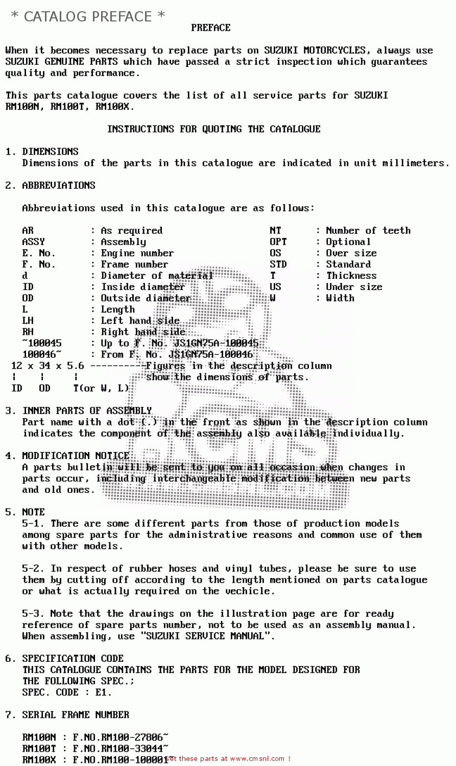 * CATALOG PREFACE * RM100 1979 (N)