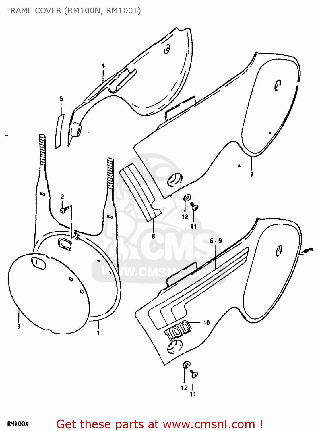 Suzuki RM100 1980 (T) FRAME COVER (RM100N, RM100T) - buy original FRAME ...