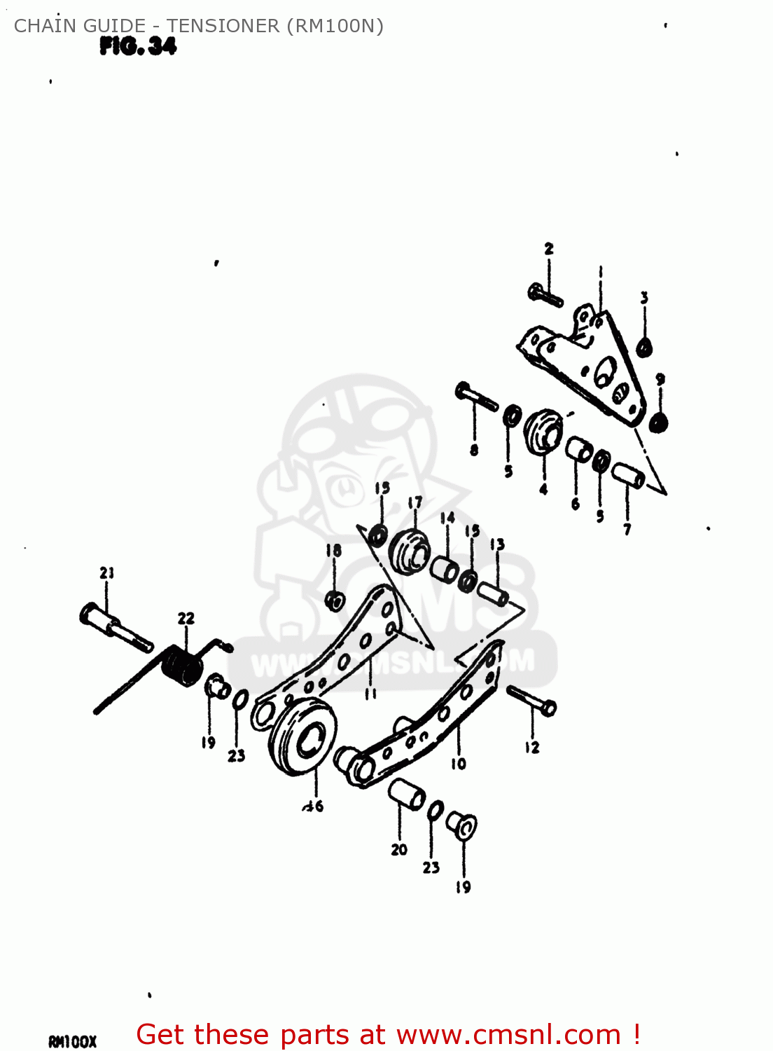 CHAIN GUIDE - TENSIONER (RM100N) RM100 1980 (T) USA (E03)
