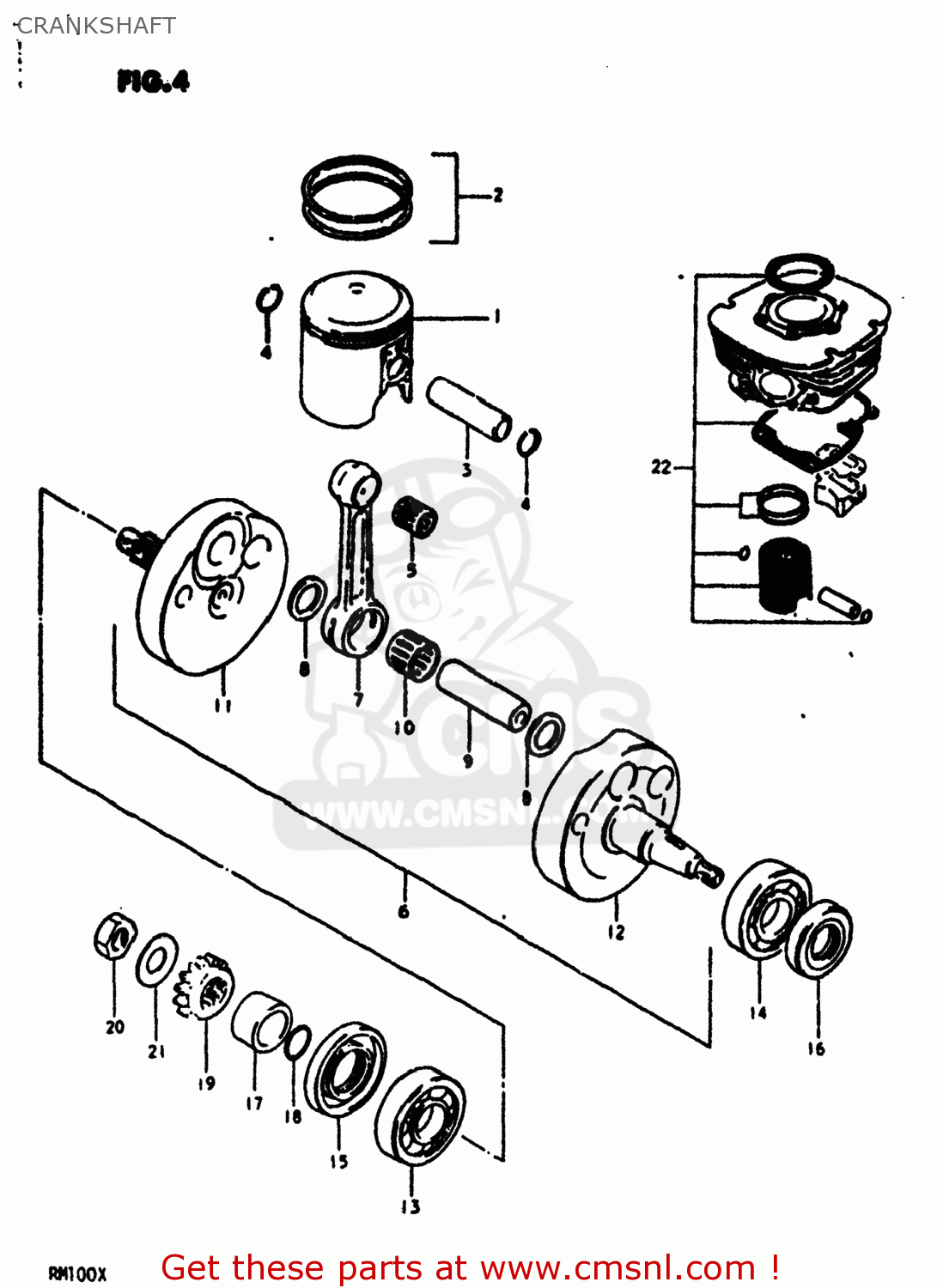 CRANKSHAFT RM100 1980 (T) USA (E03)