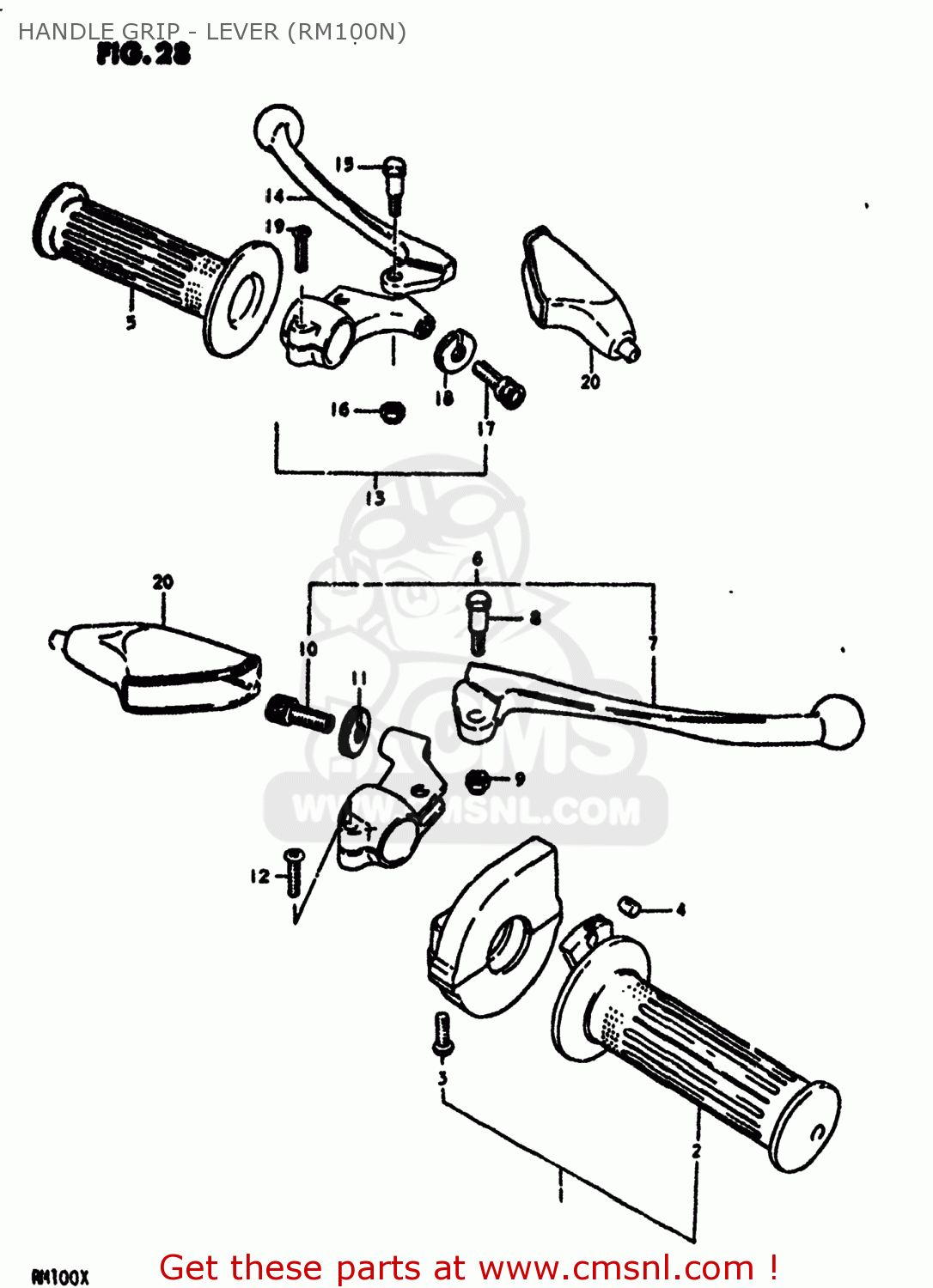 HANDLE GRIP - LEVER (RM100N) RM100 1980 (T) USA (E03)