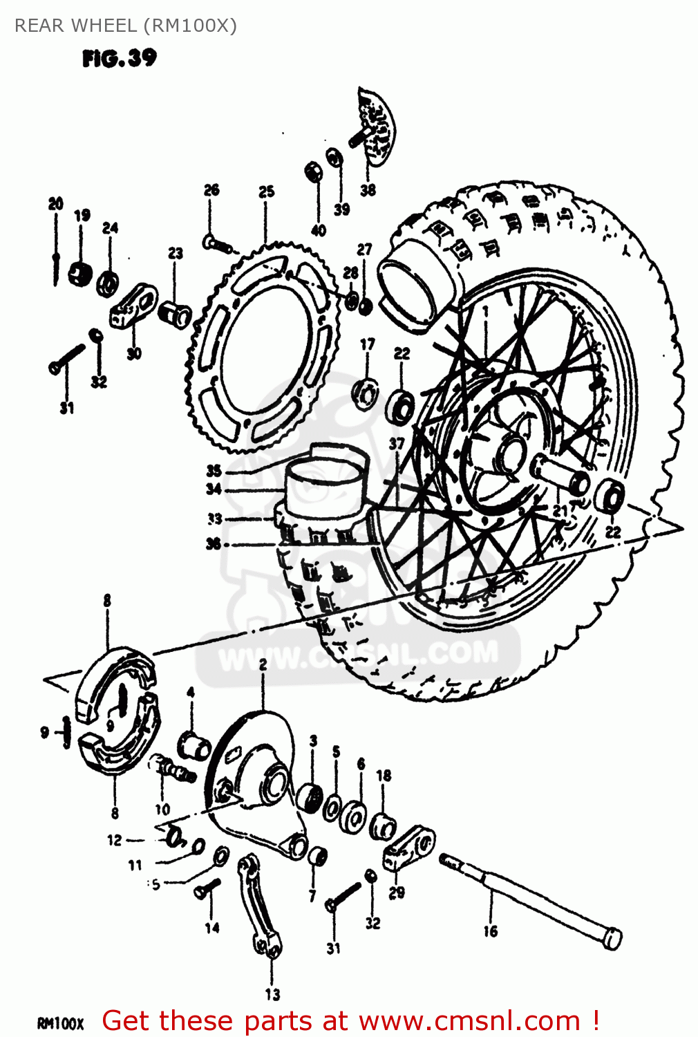REAR WHEEL (RM100X) RM100 1980 (T) USA (E03)