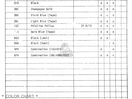 * COLOR CHART * - RM100 1980 (T)