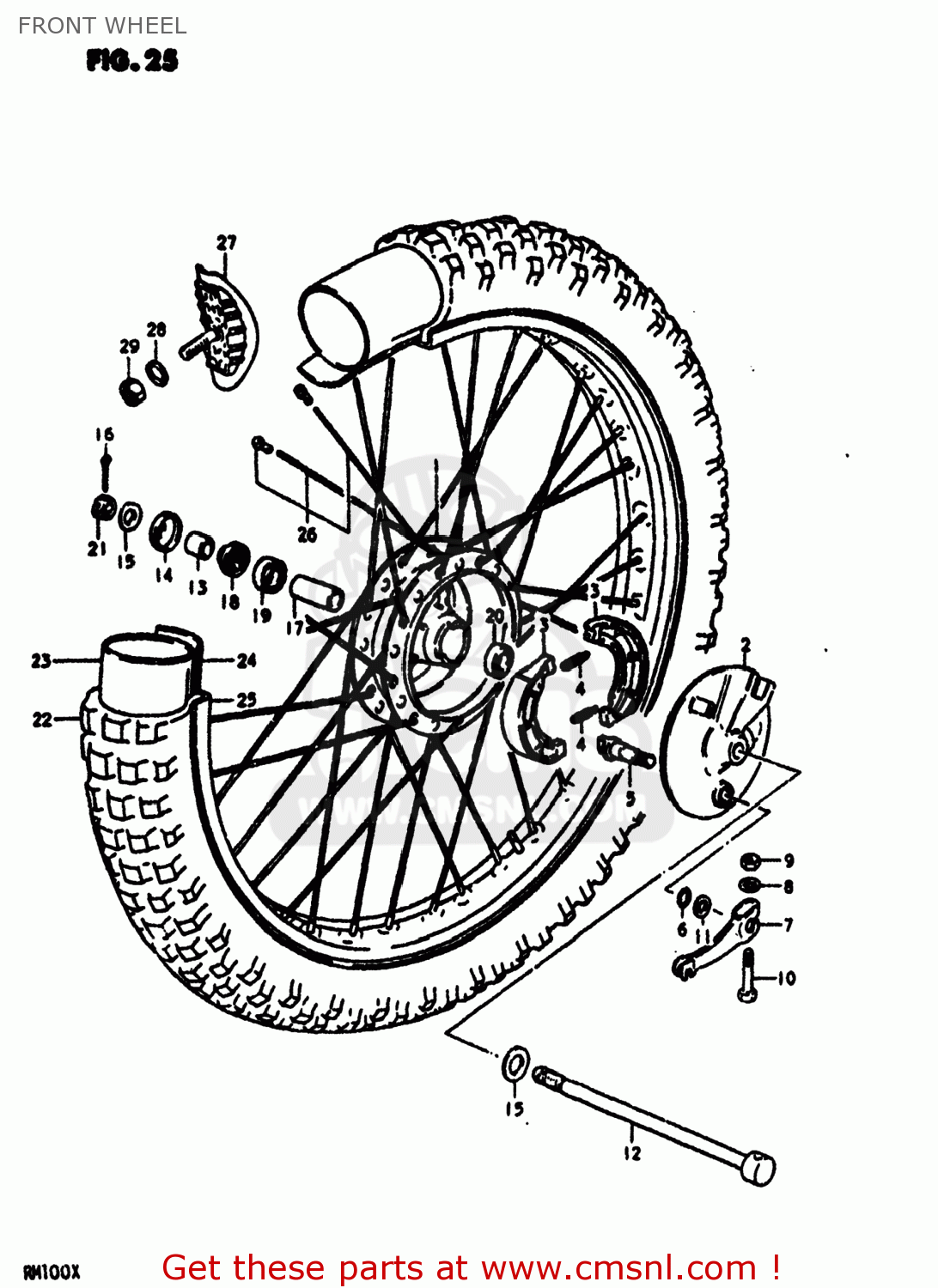 FRONT WHEEL RM100 1981 (X) USA (E03)