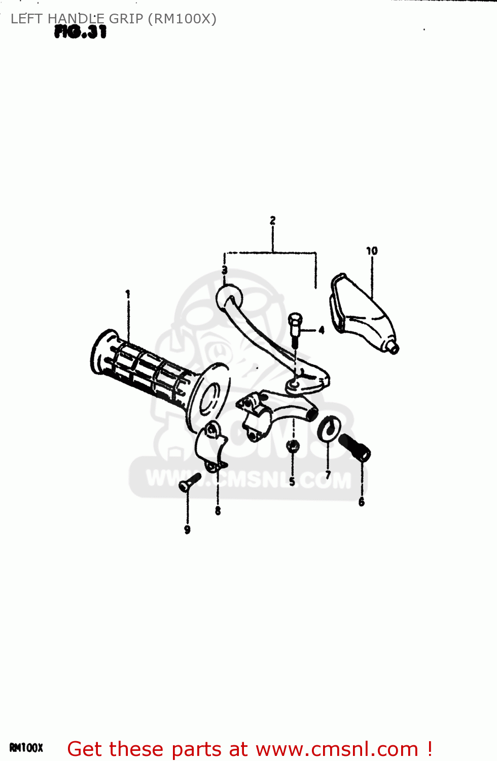 LEFT HANDLE GRIP (RM100X) RM100 1981 (X) USA (E03)