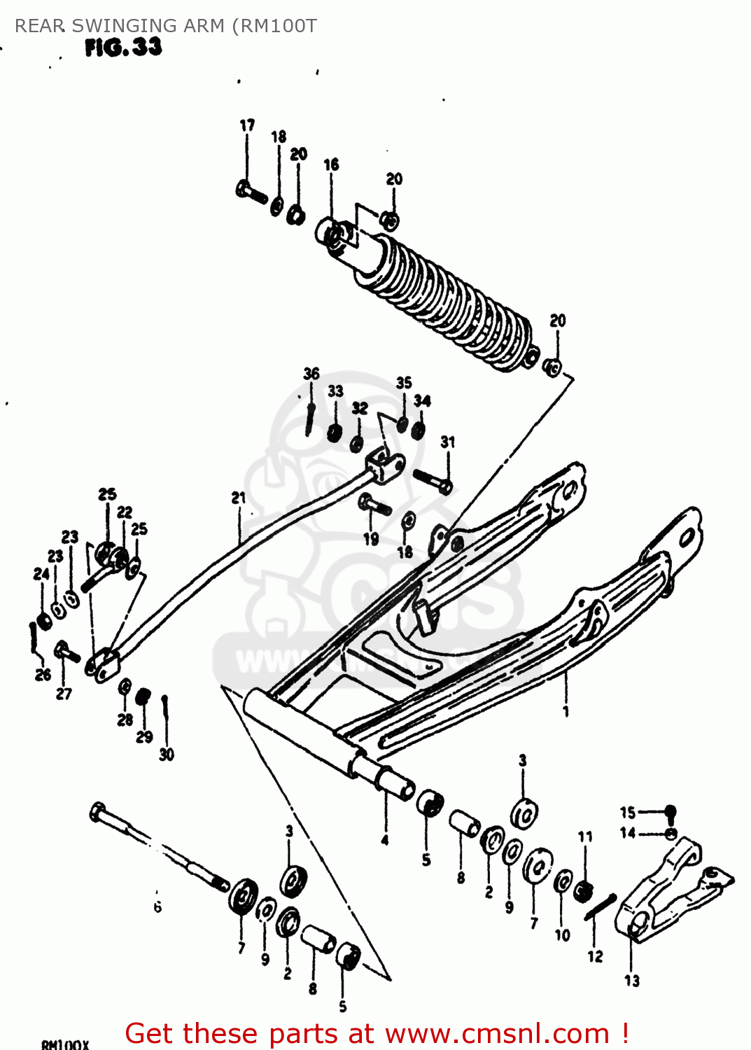 REAR SWINGING ARM (RM100T RM100 1981 (X) USA (E03)