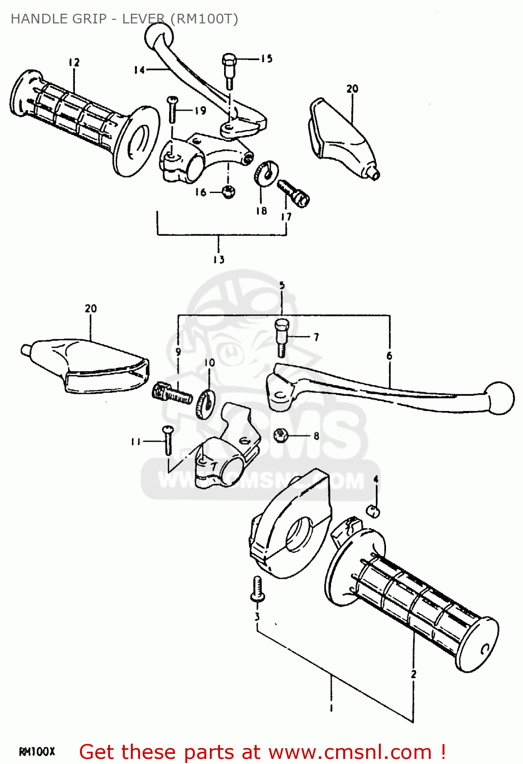 HANDLE GRIP - LEVER (RM100T) RM100 1981 (X)