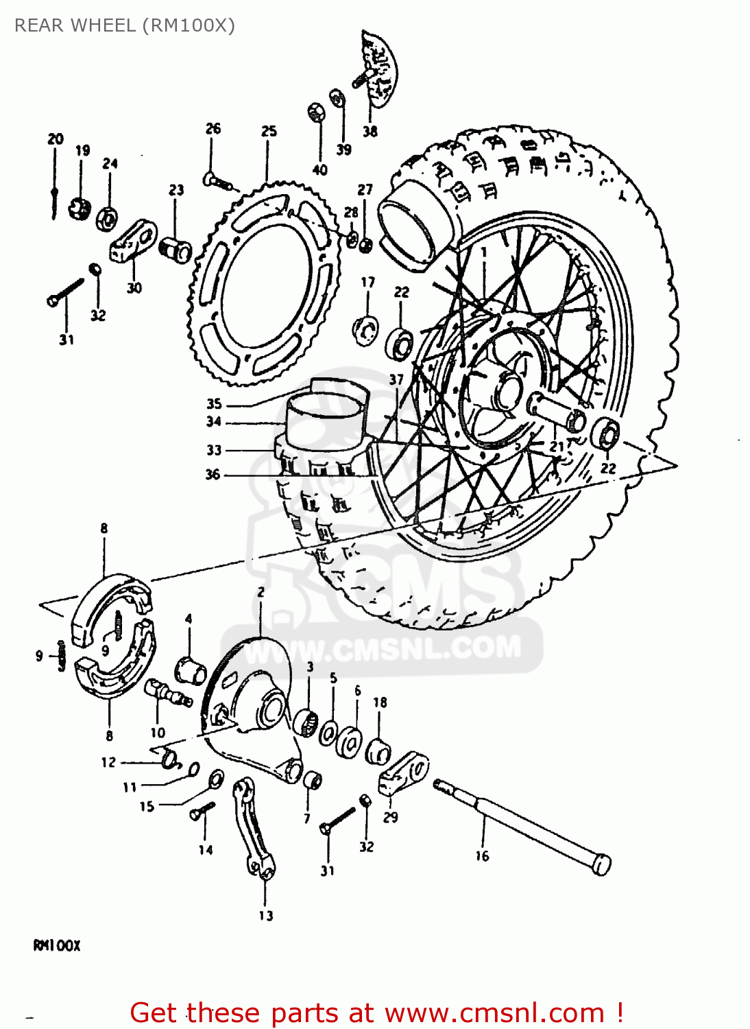 REAR WHEEL (RM100X) RM100 1981 (X)