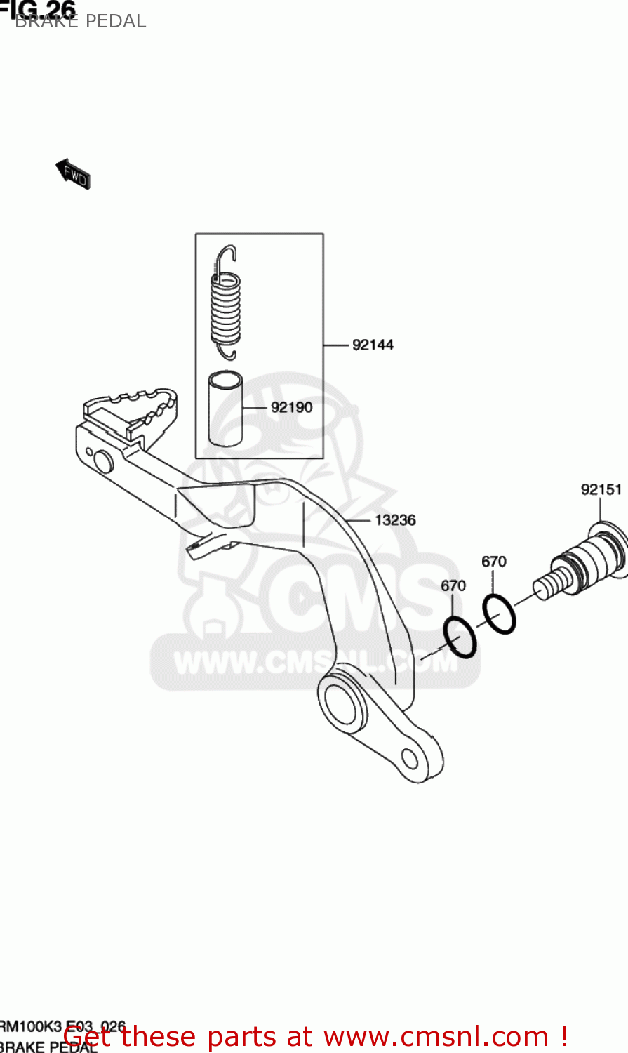 BRAKE PEDAL RM100 2003 (K3) USA (E03)