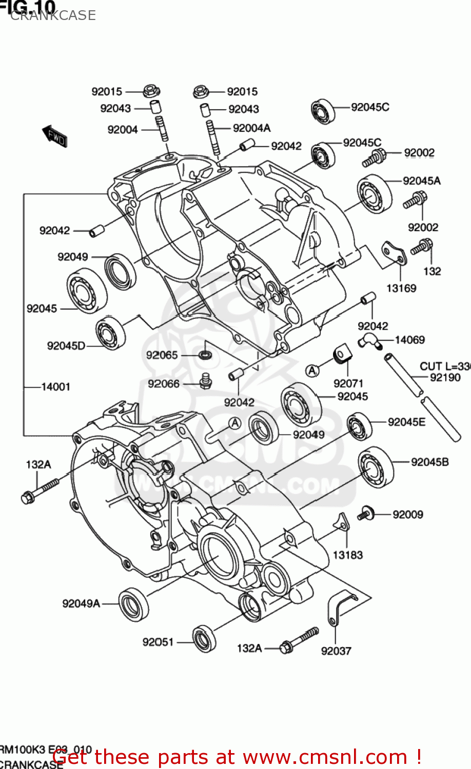 CRANKCASE RM100 2003 (K3) USA (E03)