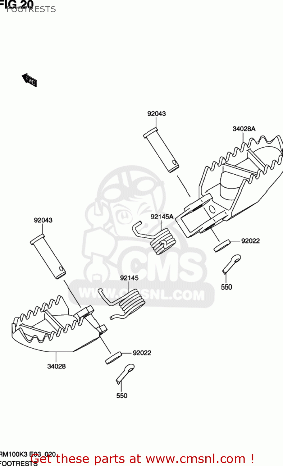 FOOTRESTS RM100 2003 (K3) USA (E03)