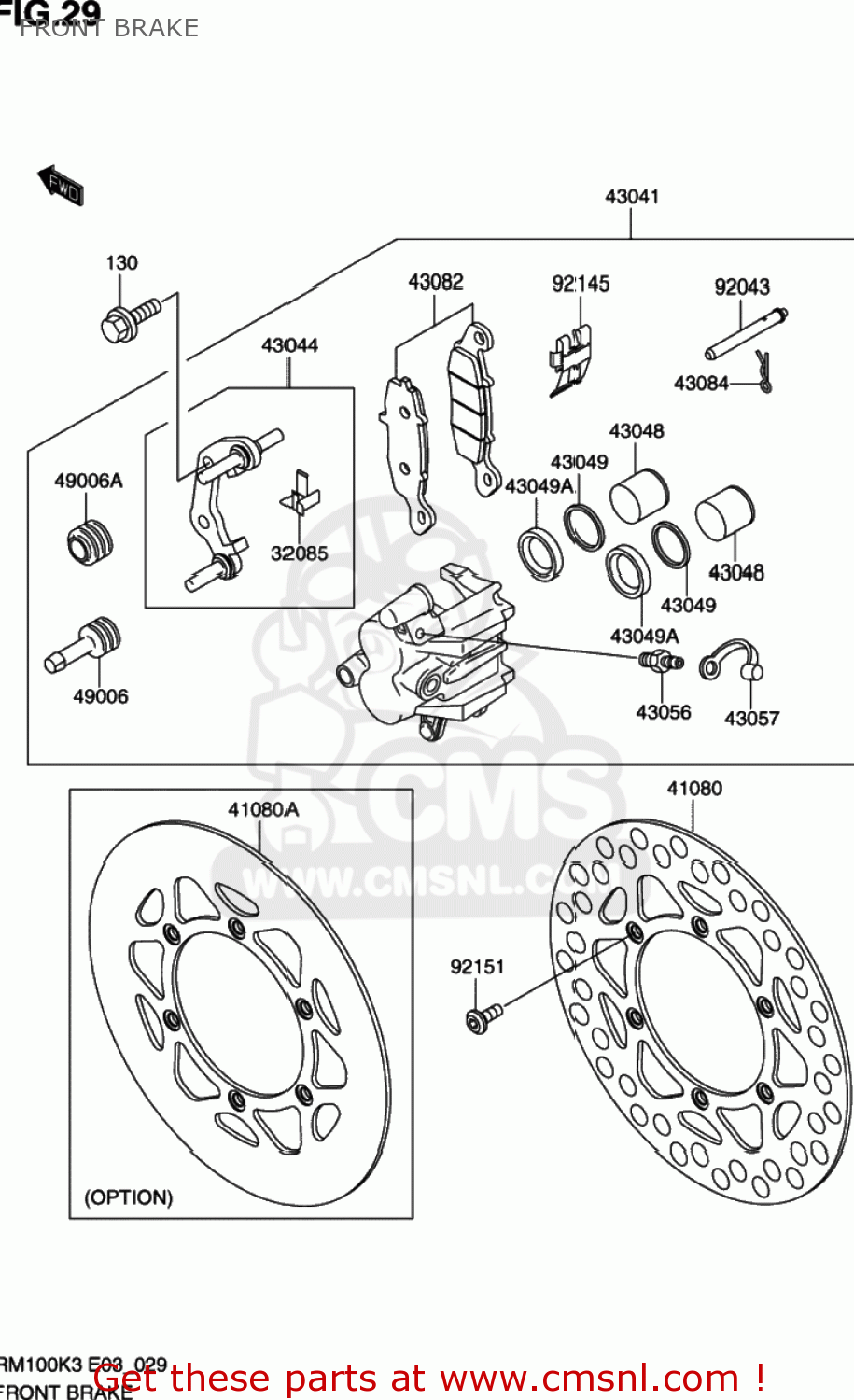 FRONT BRAKE RM100 2003 (K3) USA (E03)