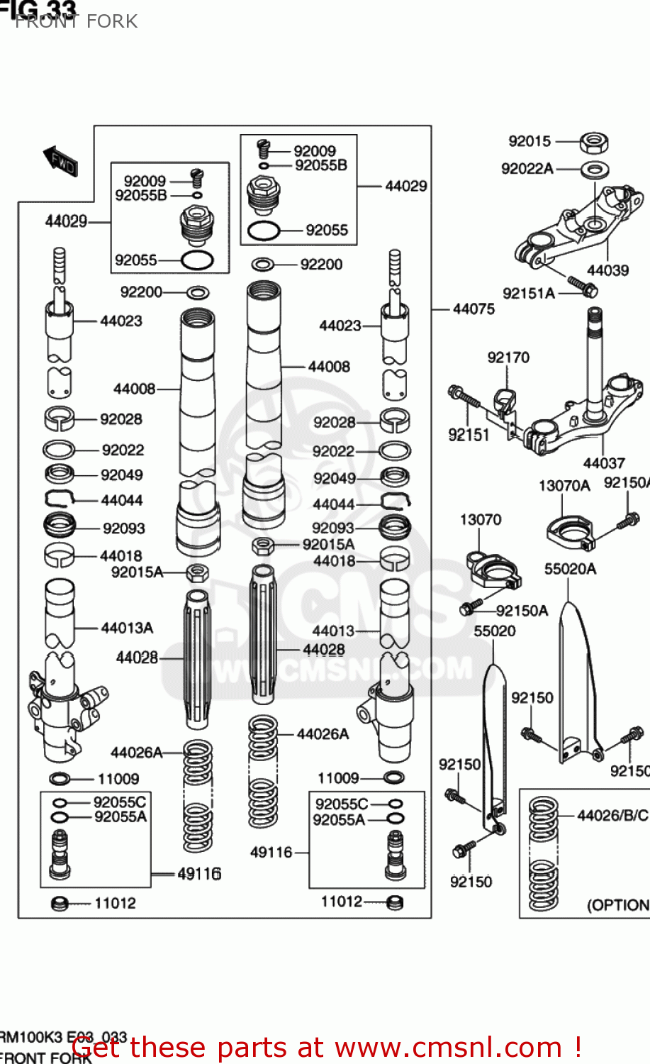 FRONT FORK RM100 2003 (K3) USA (E03)