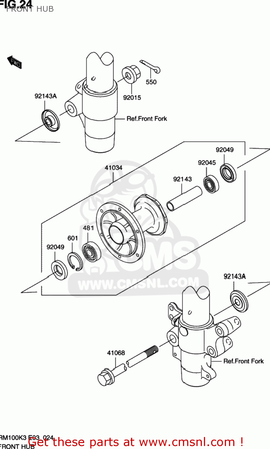 FRONT HUB RM100 2003 (K3) USA (E03)