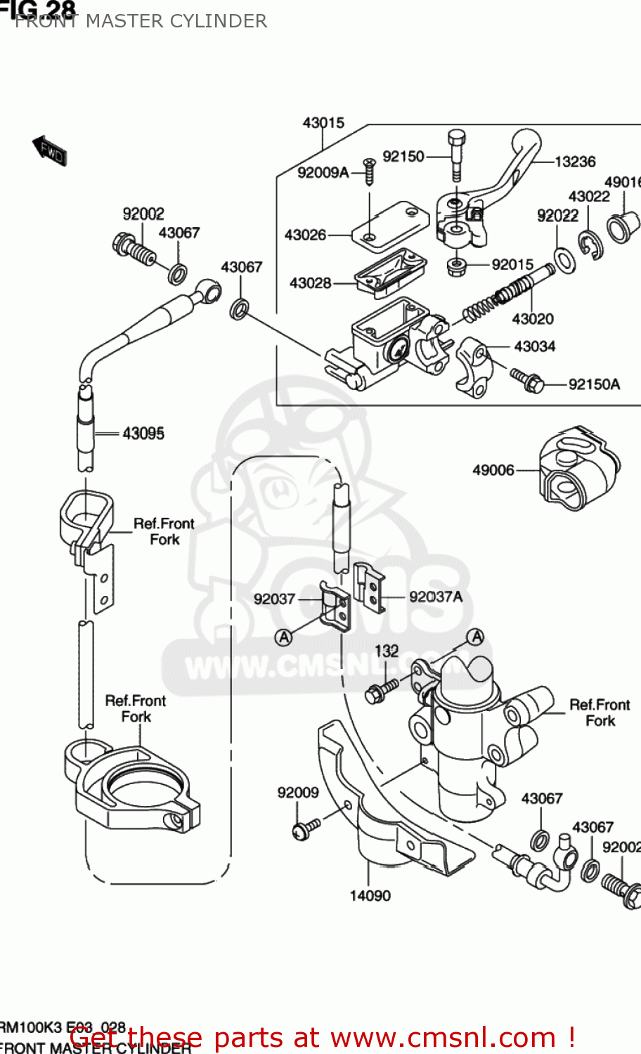 FRONT MASTER CYLINDER RM100 2003 (K3) USA (E03)