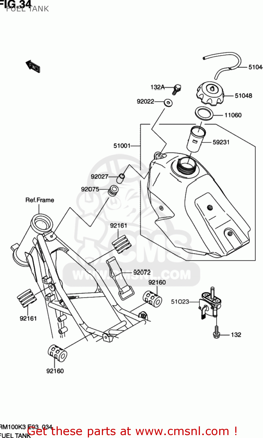 FUEL TANK RM100 2003 (K3) USA (E03)