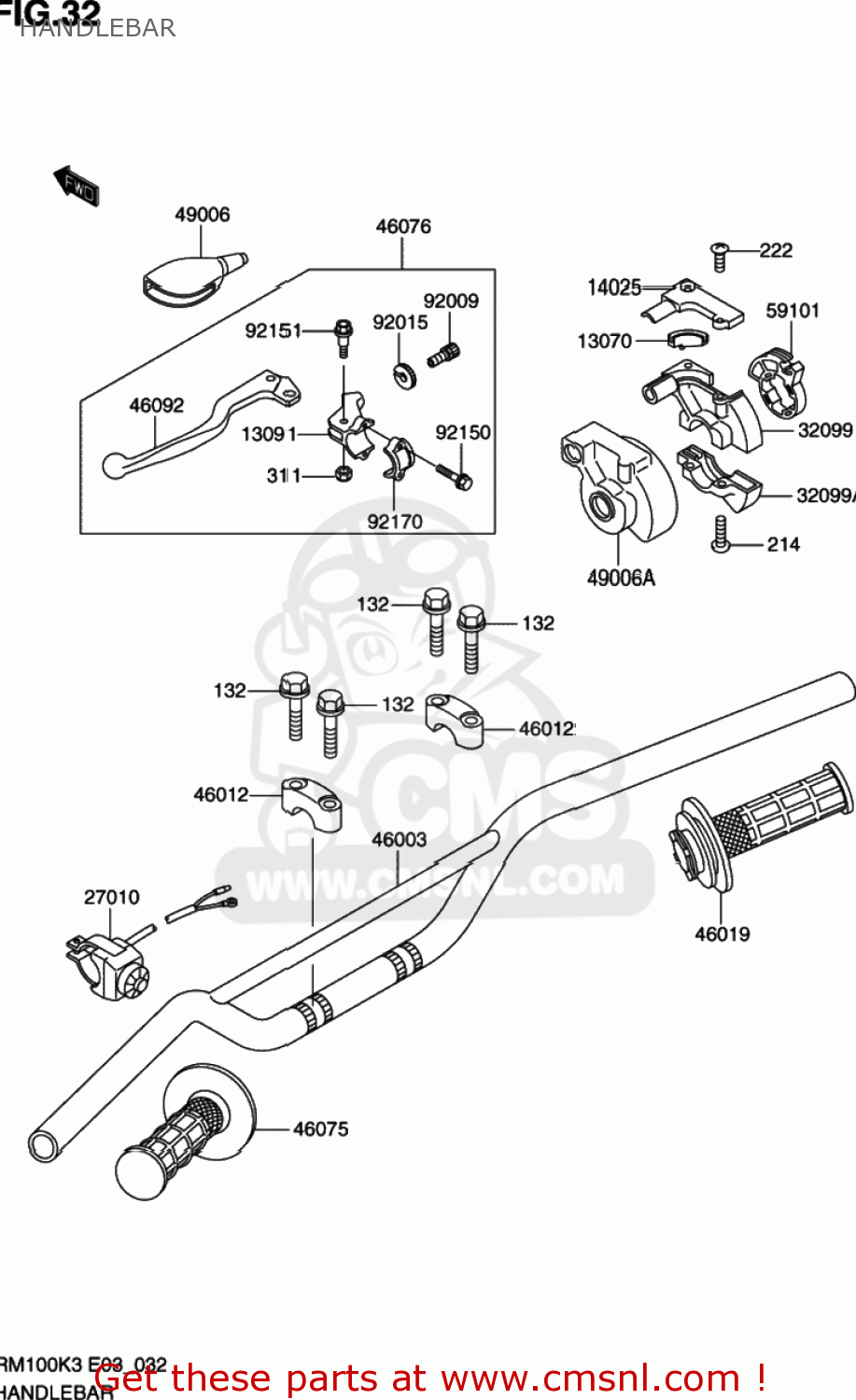 HANDLEBAR RM100 2003 (K3) USA (E03)