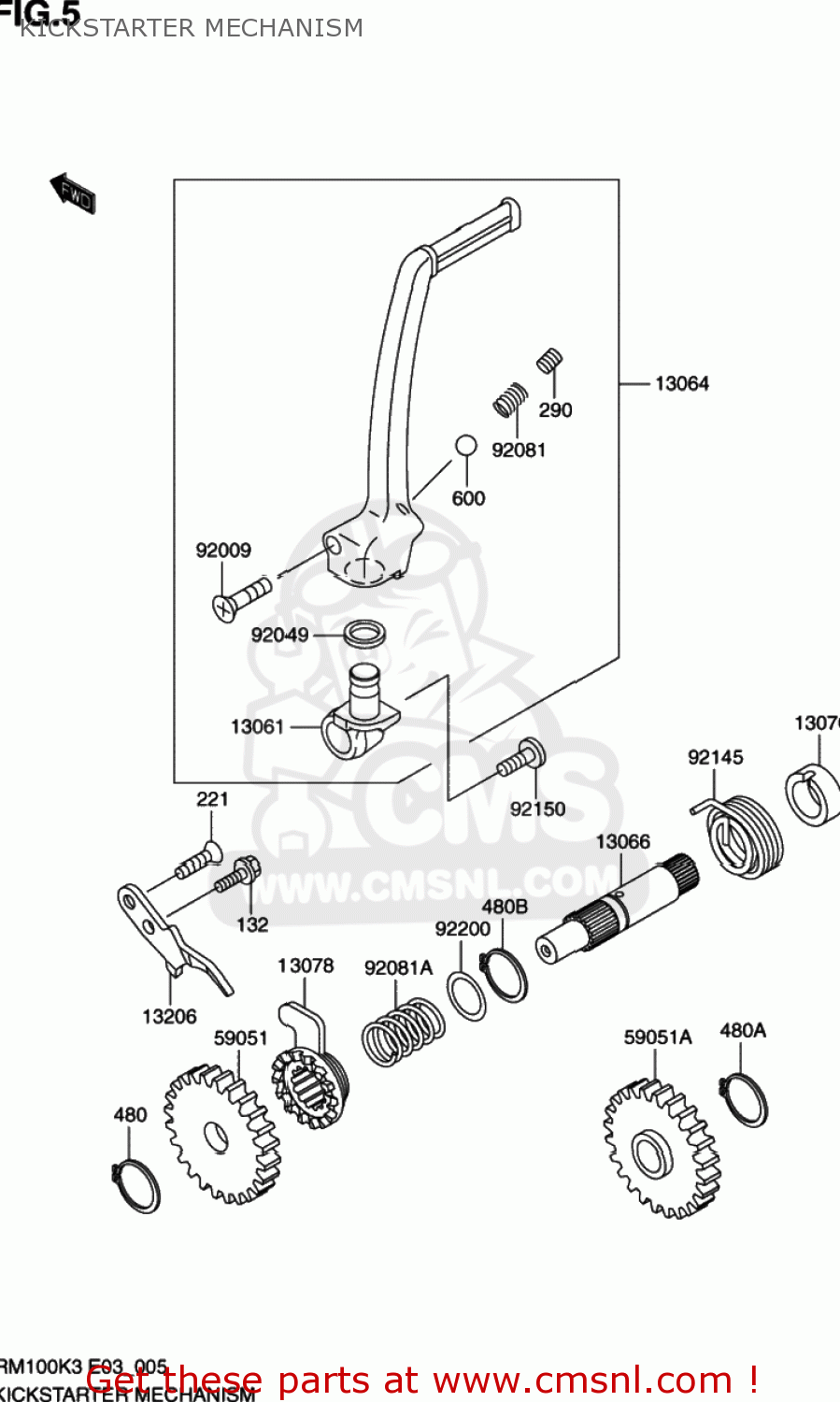 KICKSTARTER MECHANISM RM100 2003 (K3) USA (E03)