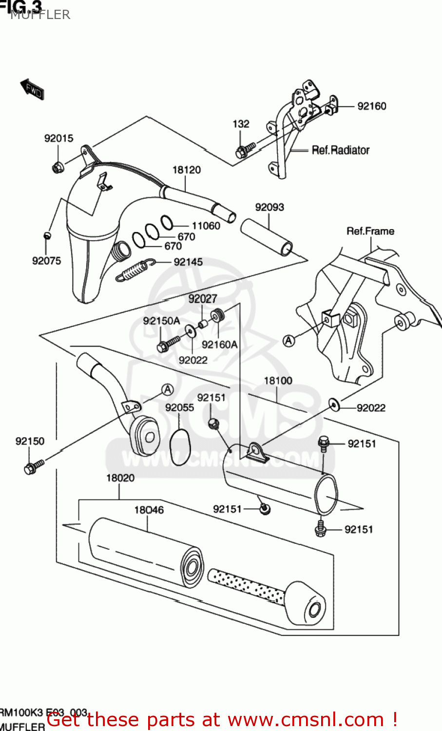 MUFFLER RM100 2003 (K3) USA (E03)