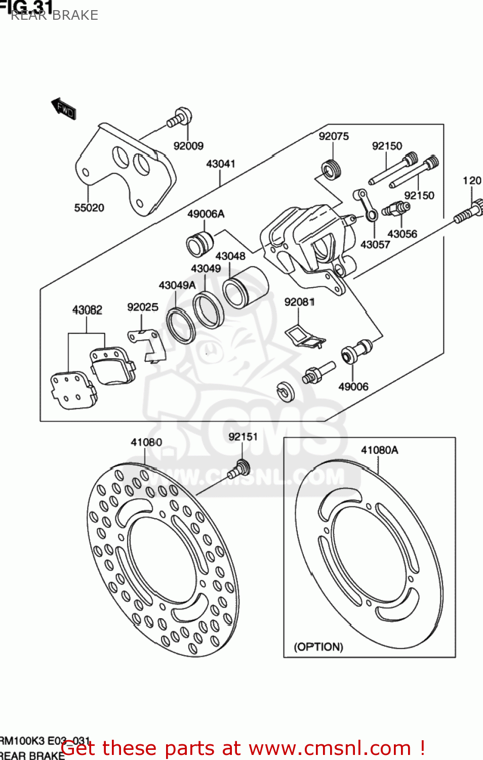 REAR BRAKE RM100 2003 (K3) USA (E03)