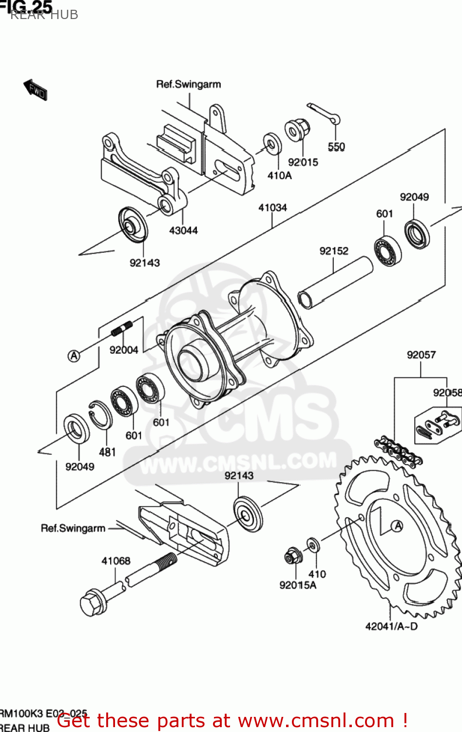 REAR HUB RM100 2003 (K3) USA (E03)