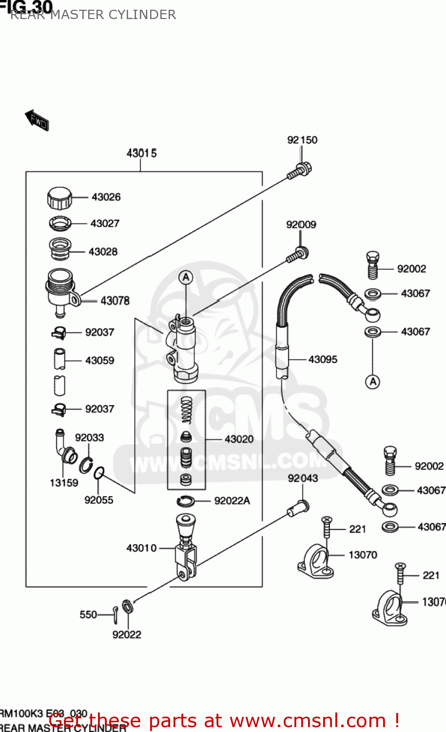 REAR MASTER CYLINDER RM100 2003 (K3) USA (E03)