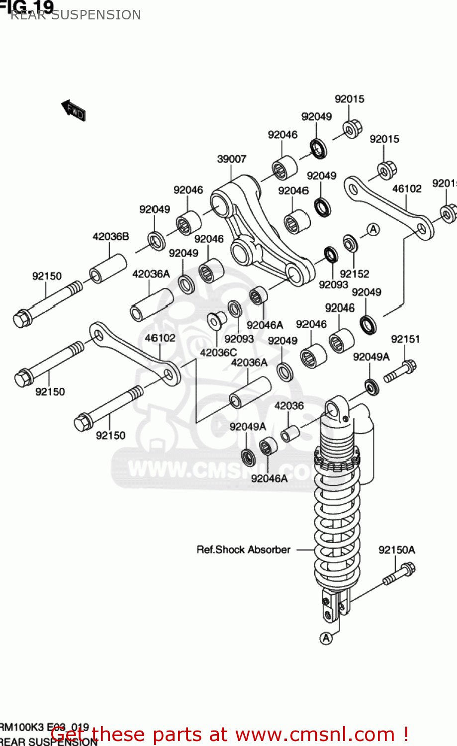 REAR SUSPENSION RM100 2003 (K3) USA (E03)