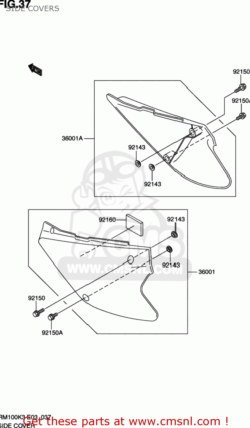 SIDE COVERS RM100 2003 (K3) USA (E03)