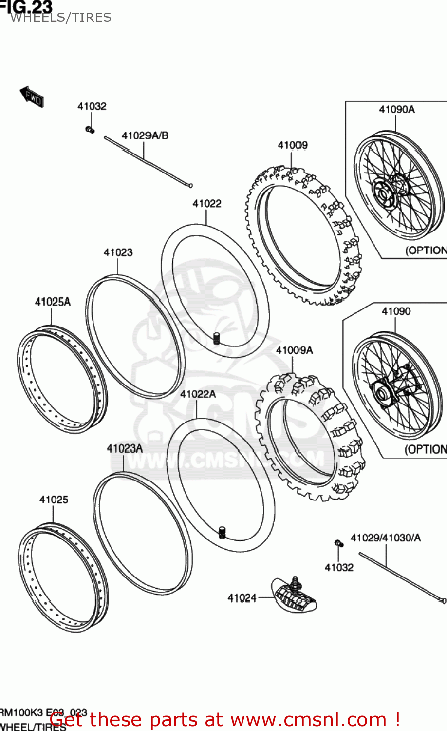 WHEELS/TIRES RM100 2003 (K3) USA (E03)