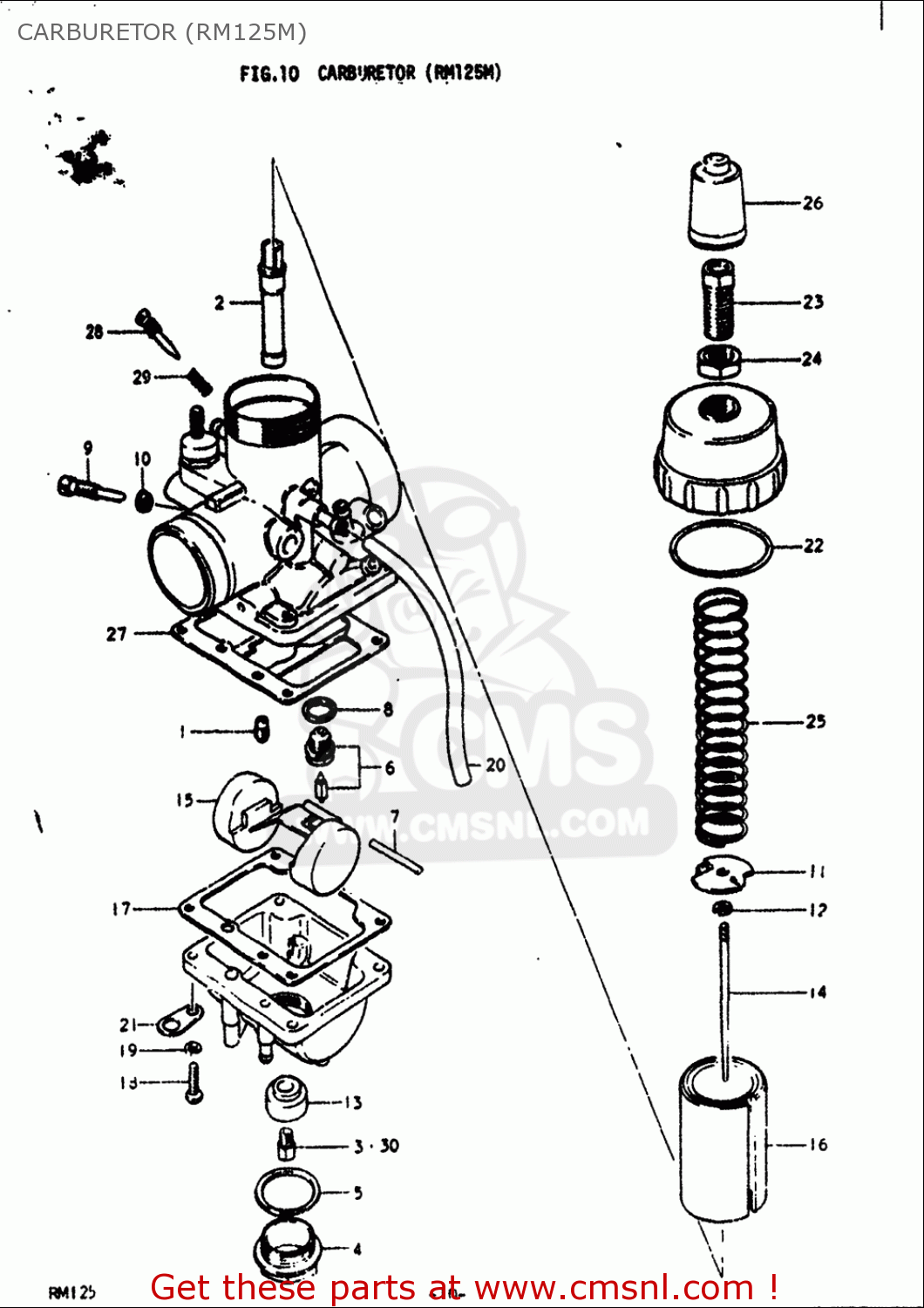 Suzuki Rm125 1975-1978 (usa) Carburetor (rm125m) - schematic partsfiche