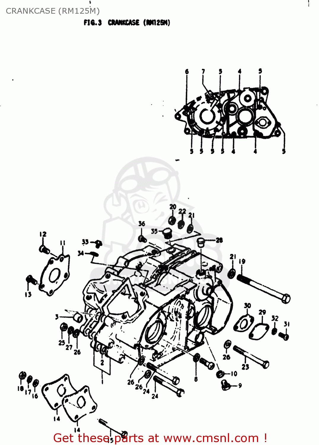 CRANKCASE (RM125M) RM125 1975 (M) USA (E03)