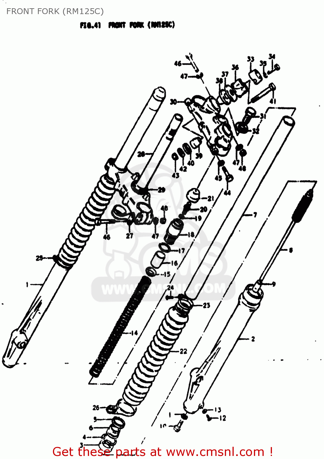 FRONT FORK (RM125C) RM125 1975 (M) USA (E03)