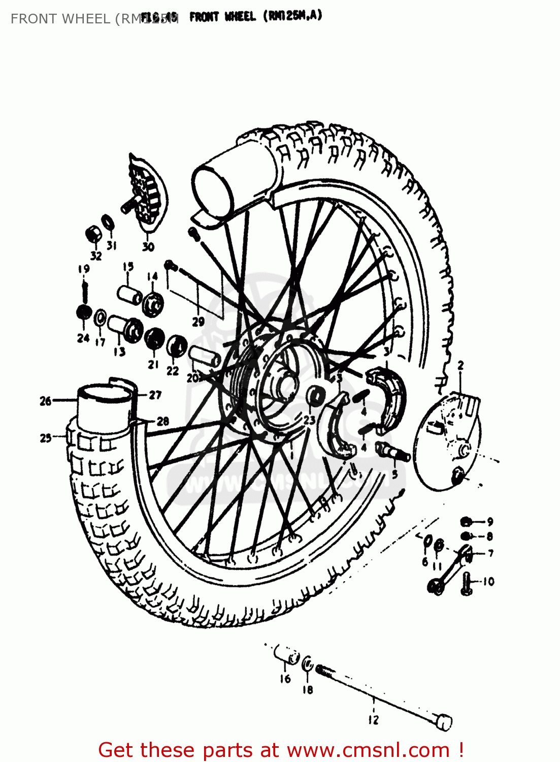 FRONT WHEEL (RM125M RM125 1975 (M) USA (E03)